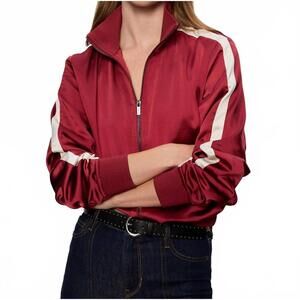 NEW SANCTUARY satin track jacket in crimson